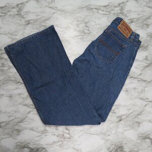 Express Jeans Womens Precision Fit Hipster Flare 7/8r Blue Jeans